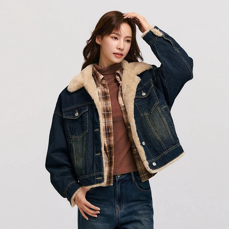 Damska kurtka jeansowa z futerkiem Polish store