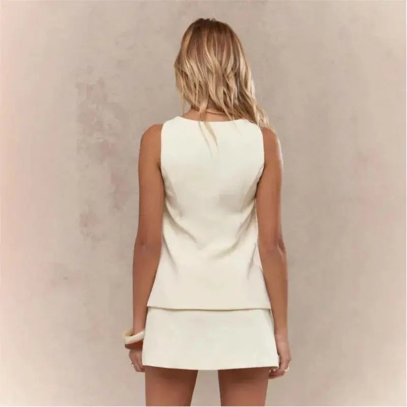 Zestaw Top i Spódniczka z Guzikami Polish store