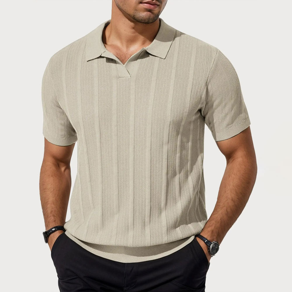 Męski sweter polo z fakturą Serce Mody