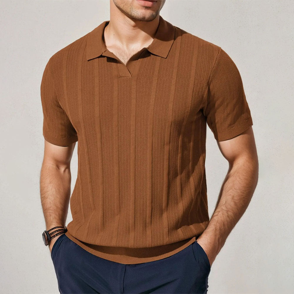 Męski sweter polo z fakturą Serce Mody