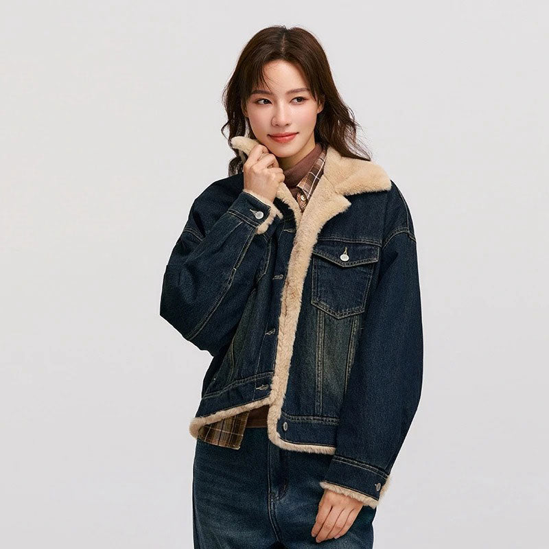 Damska kurtka jeansowa z futerkiem Polish store