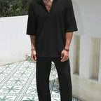 Męski komplet casual koszula i spodnie Serce Mody