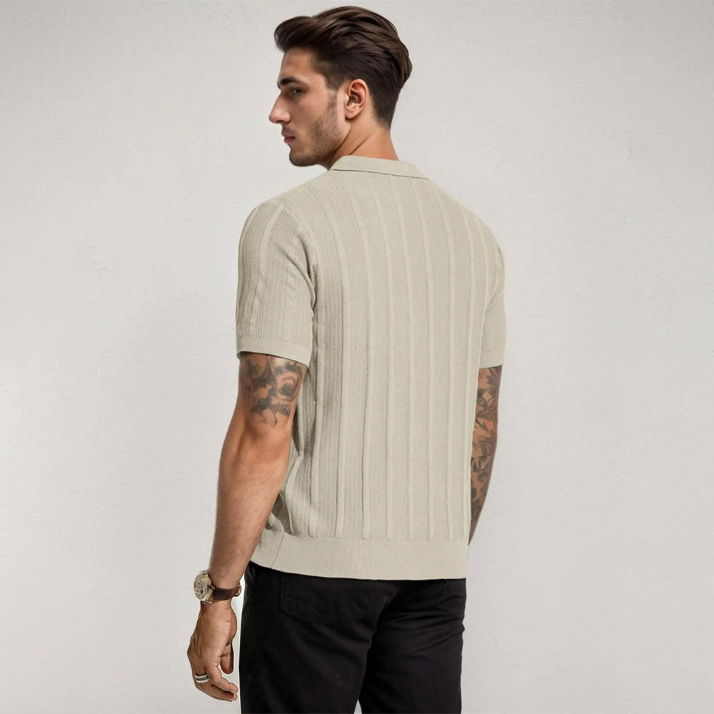 Męski sweter polo z fakturą Serce Mody