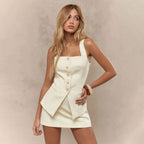 Zestaw Top i Spódniczka z Guzikami Polish store