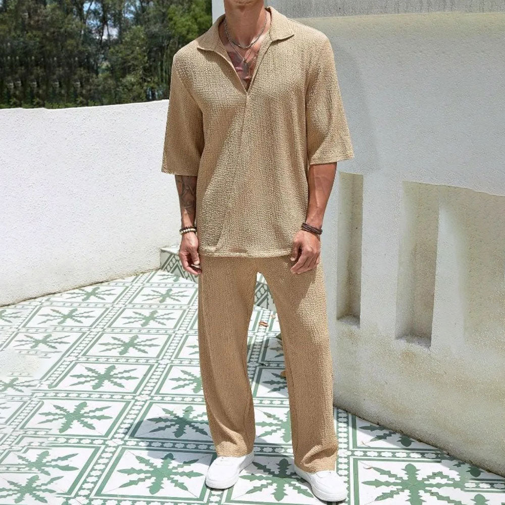 Męski komplet casual koszula i spodnie Serce Mody