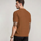 Męski sweter polo z fakturą Serce Mody