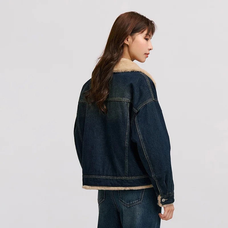 Damska kurtka jeansowa z futerkiem Polish store