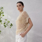 Sweter damski z lnu ażurowy Polish store